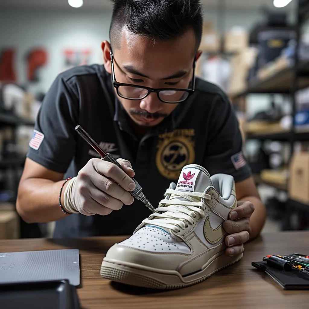 Proceso de autenticación de zapatillas