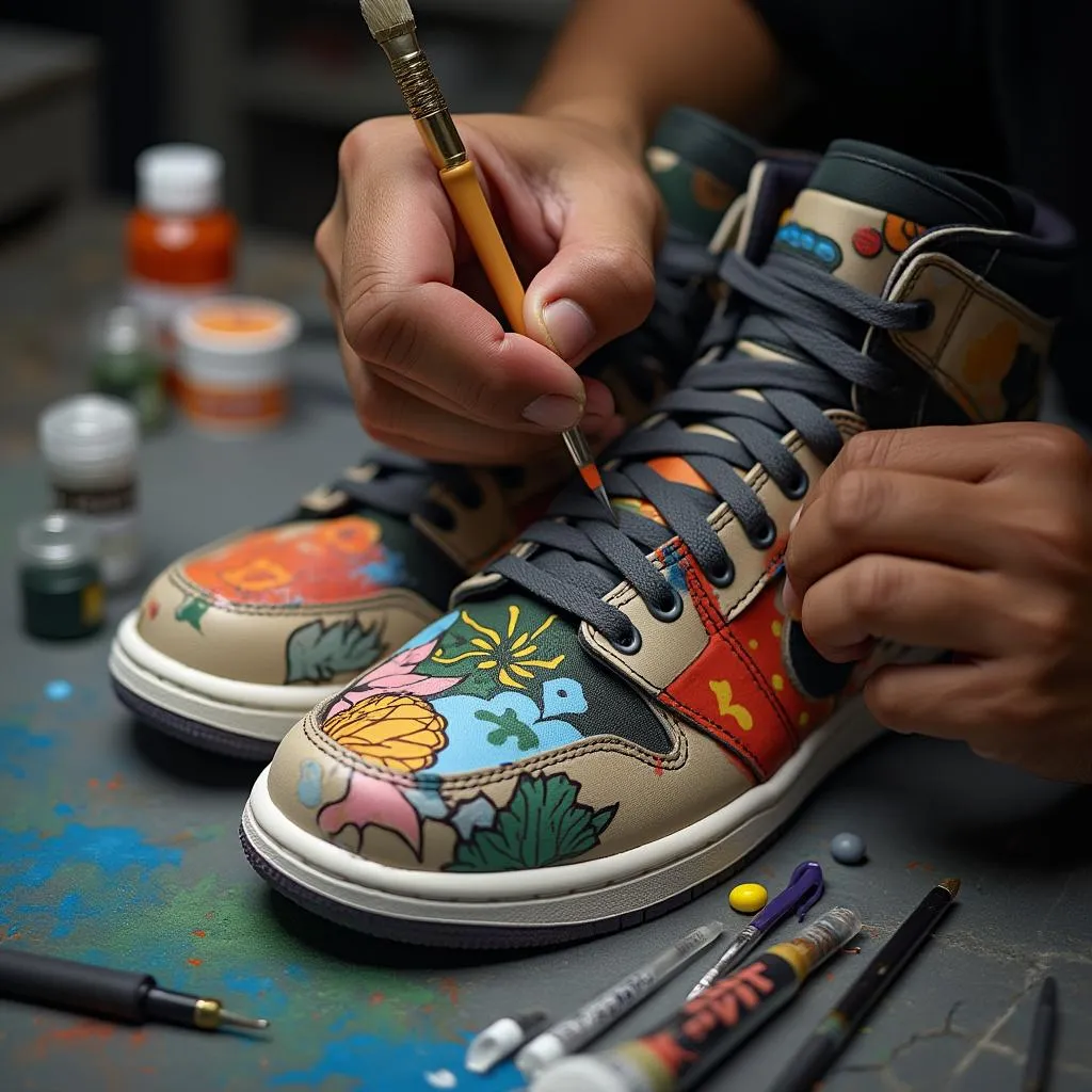 Zapatillas siendo personalizadas