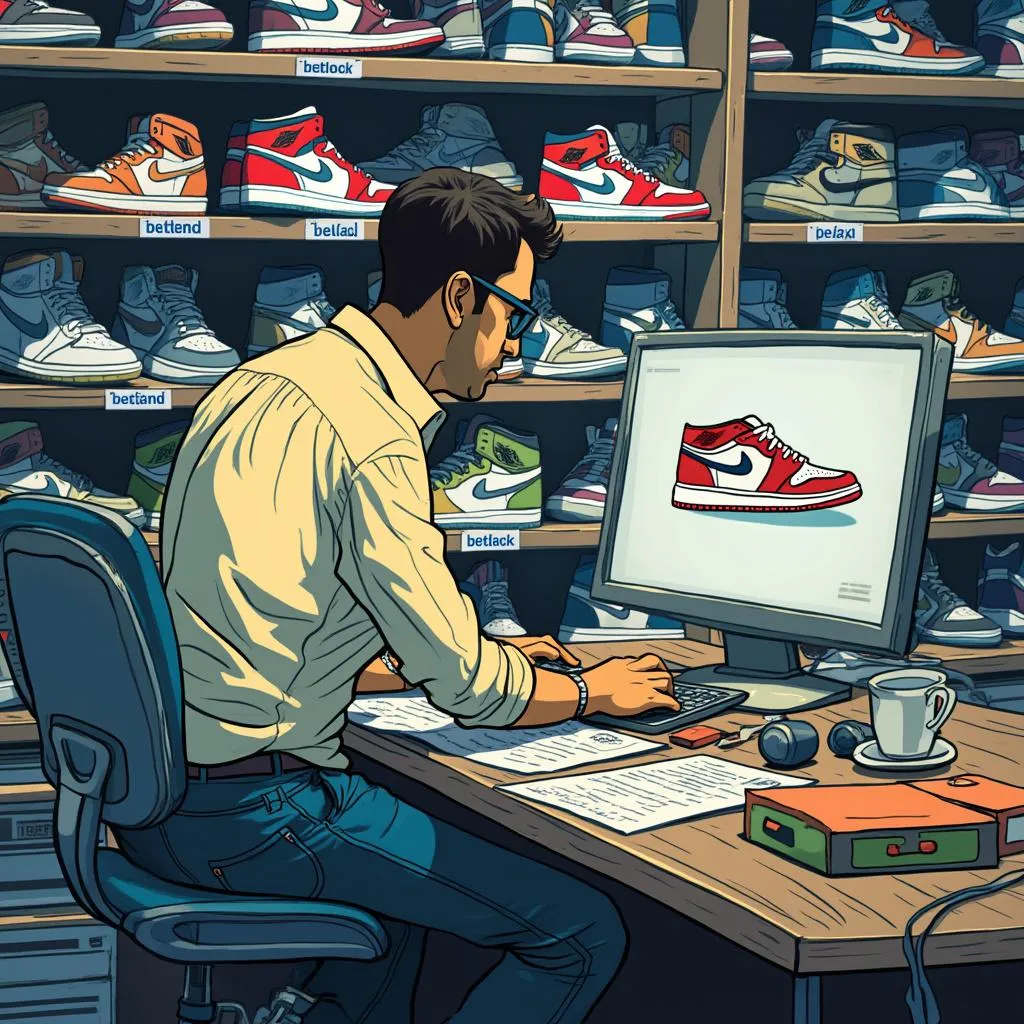 Persona buscando zapatillas raras en un catálogo